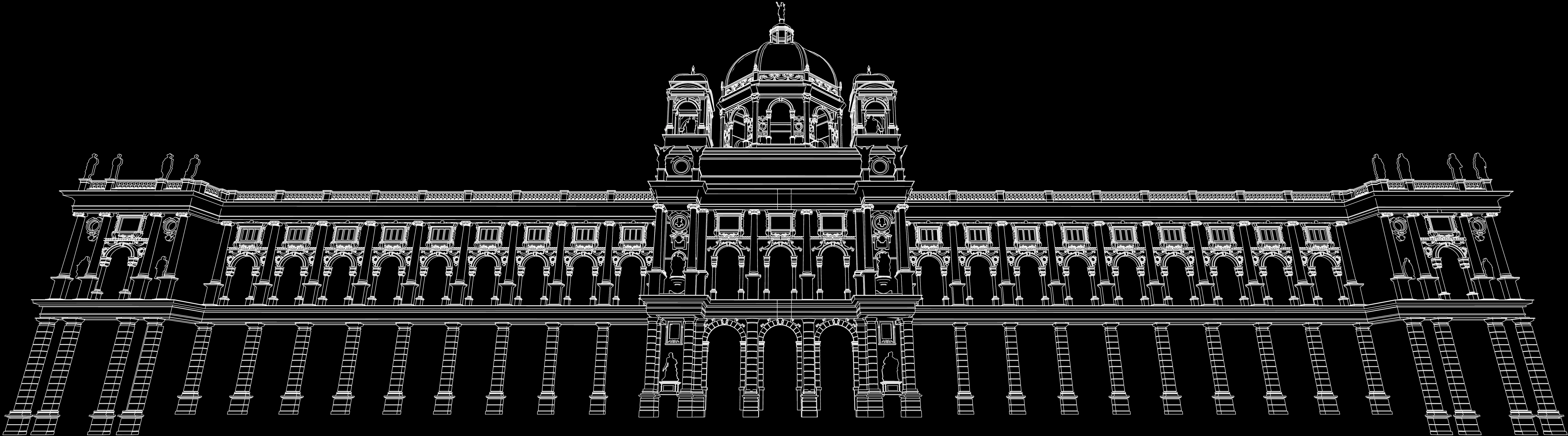 Fassadenzeichnung für Projection Mapping bei Wien Leuchtet